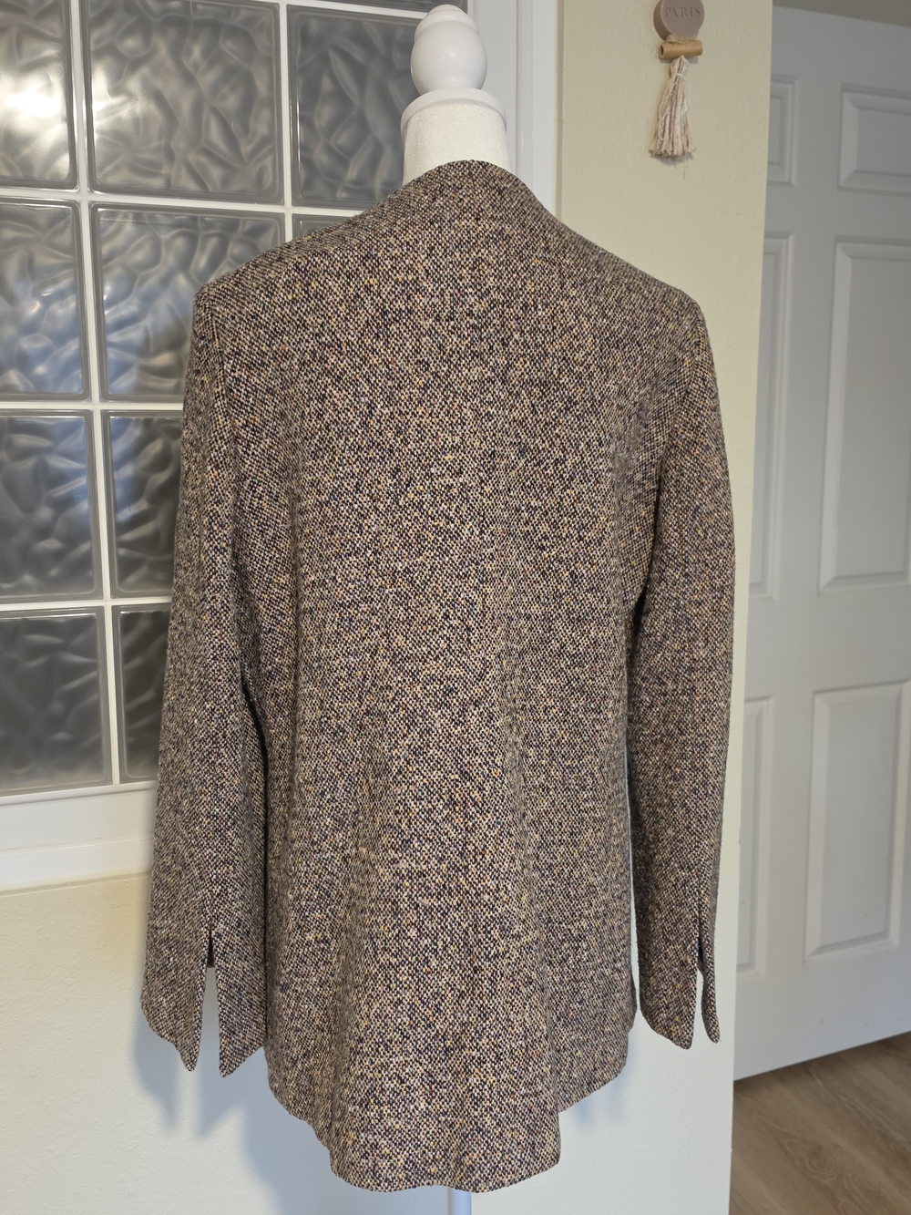 Italian Fabric Brown Mix Tweed Single-Button Blazer - Picture 3 of 6